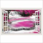 Media Öntapadó és mosható falfestmény Pink Waterfall Window, 300 x 200 cm (FOTOTAP15819)