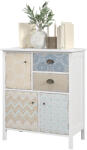 HOMCOM Tálalószekrény, shabby chic fiókos komód, 2 fiók, 3 szekrényrekesz, fenyőfa, fehér (831-157V90WT)