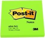 3M Notite adezive verzi neon Post-It 76 mm x 76 mm 100 file/bloc 3M 654NG (654NG)