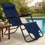  Șezlong de grădină pliabil cu tetieră, albastru, 150 kg, rabatabil (ZRL010 BLUE)
