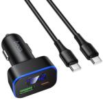 hoco. Autós töltő USB A + USB C PD QC3.0 48W + USB C-C kábel Z63B fekete