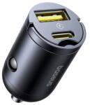 Baseus Tiny Star Mini Autós USB-A/USB-C Gyors Töltő 30W Kozmikus Fekete