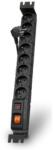 PremiumCord Acar S8 FA Rack cablu 1, 5 m, 8 prize, protecție la supratensiune, pentru rack, negru ppacars8-2rack