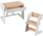 Ginger Home Állítható Magasságú Gyerek Íróasztal Székkel, Fiókkal, Rajzoláshoz, Tanuláshoz és Játékhoz, MDF-ből és Fenyőfából