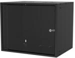 S-Link Rackszekrény 40967 - 9U 19" fali kivitel (450x530x400mm, ablakos, Flatpack, Fekete) (40967)