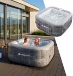 inSPORTline Pezsgőfürdő inSPORTline Kamilia 155x155x65 cm, 2-3 fős befogadóképesség, 110 hatékony aeromasszázs-fúvóka, 40 °C-ig emelhető vízhőmérséklet, önfelfújó