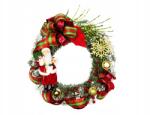 LAALU Karácsonyi koszorú mesterséges díszített zöld koszorú Santa 45 cm asztalra (LAU-6276)