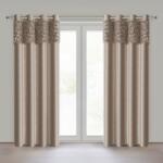 Takoy Draperie bej închis din velur, decorată cu aplicație 3D trandafiri, 140x250 cm, cu inele - ROSES Eva Minge