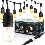 LEDLUX Kerti fényfüzér 20M 20X E27 Led izzó vízálló kábel (Girlanda LED E27 20m 20xE27 1W)