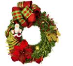 LAALU Karácsonyi koszorú mesterséges díszített zöld koszorú Santa II 50 cm asztal (LAU-6277)