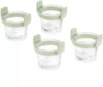 Lékué Mini 4db-os üveg sütőforma szett Air Fryerbe, 10.5× 9.5× 9.5 cm, zöld élelmiszeripari szilikon fogantyú (LK890284)