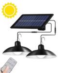 Masterled Lampa solara dubla suspendata, senzor crepuscular, 6500K, 3 moduri iluminare, telecomanda, IP44 (LVT0304)