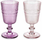 Decorer Set 6 pahare cu picior sticla roz Ø 8, 5 cm x 16, 5 H, 300 ml (A80.22.32) Pahar
