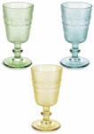 Decorer Set 6 pahare cu picior sticla multicolora Ø 8, 5 cm x 16, 5 H, 300 ml (A80.22.33) Pahar