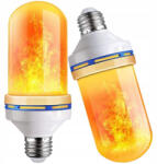 Dodaco Set 2 becuri LED alb cald 15 x 6 cm, E27, 9W, efect flacara vie, 3 moduri iluminare, 1300-1800K, IP44, iluminat decorativ ambiental