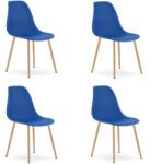 FDY Set 4 Scaune Bucatarie/Dining Velo Plus Albastre Picioare Metalice Finisaj Lemn