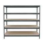 AR Shelving RIVET PRO nagy teherbírású állvány, 252×180×45 cm, 5 szint, forgácslap polccal, 260 kg/polc, antracitszürke