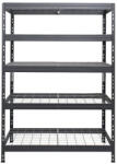 AR Shelving RIVET PRO nagy teherbírású állvány, 252×120×45 cm, 5 szint, acélrács polccal, 260 kg/polc, antracitszürke