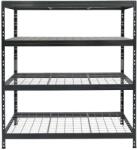 AR Shelving RIVET PRO nagy teherbírású állvány, 180×150×45 cm, 4 szint, acélrács polccal, 300 kg/polc, antracitszürke
