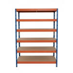 AR Shelving RIVET PRO nagy teherbírású állvány, 252×120×45 cm, 6 szint, forgácslap polccal, 260 kg/polc, kék-narancs