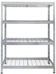 AR Shelving RIVET PRO nagy teherbírású állvány, 180×120×60 cm, 4 szint, acélrács polccal, 300 kg/polc, horganyzott