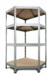 AR Shelving RIVET sarokpolc állvány, 180×90×45 cm, 4 szint, HDF polccal, 250 kg/polc, horganyzott