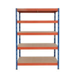AR Shelving RIVET PRO nagy teherbírású állvány, 180×150×60 cm, 5 szint, forgácslap polccal, 360 kg/polc, kék-narancs