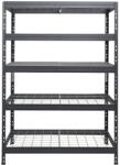 AR Shelving RIVET PRO nagy teherbírású állvány, 180×120×45 cm, 5 szint, acélrács polccal, 300 kg/polc, antracitszürke
