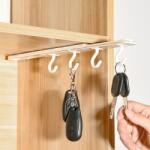 Viyogo Suport autoadeviz pentru ustensile bucatarie, retractabil, 4 carlige, 26.4 x 4.6 x 3 cm, alb