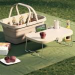 Viyogo Lighean pliabil 2 in 1 cu masuta picnic, 8 L, 45 x 28.5 x 23.5/9.5 cm, bej