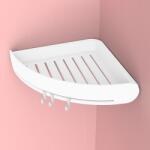 Viyogo Suport/raft autoadeziv de colt pentru baie cu 3 carlige, ABS, 24 cm x 5 cm, alb Raft