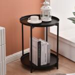 Viyogo Masuta rotunda pentru cafea din metal, 2 nivele, 42 x 52 cm, negru Masa de cafea