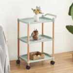 Viyogo Masuta portabila cu suport din lemn, 3 nivele, maner de transport, 71 x 45 x 32 cm, verde deschis Raft