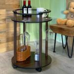Viyogo Masuta rotunda pentru sticle si pahare de vin, portabila, 2 nivele, lemn cu MDF, 54 x 40 cm Masa de cafea