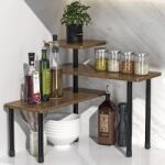 Viyogo Etajera cu 3 polite din MDF, 5 picioare din metal, rotativ 180°, 66 (L) x 17.5 (l) x 38 (H) cm, negru cu imitatie lemn Raft