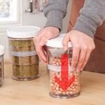 Viyogo Caserola reglabila pentru depozitare, sistem de vidare, 850-1400 ml, 13.5/20.8 x 12.5 cm