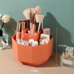 Viyogo Cutie de depozitare pensule de machiaj, rotativ 360°, 5 compartimente, 15 x 11 cm, portocaliu