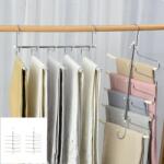 Viyogo Set 2 umerase organizator pentru pantaloni, 5 suporturi, otel inoxidabil cu spuma EVA, bej