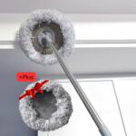 Viyogo Mop pentru curatarea prafului, maner inox, lungime maner ajustabila 45 - 180 cm, doua lavete detasabile, 29 x 195 cm