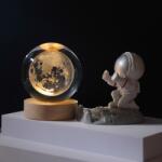 Viyogo Lampa decorativa din sticla de tip luna, efect 3D, alimentare cablu USB, 8 cm