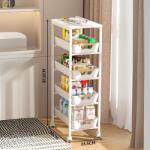 Viyogo Suport slim portabil cu 5 nivele, 4 rafturi retractabile si 1 polita din MDF, rotativ 360°, 38 (L) x 23.5 (l) x 81.5 (H) cm, alb Raft