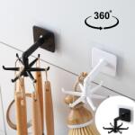 Viyogo Suport autoadeziv de tip cuier, 6 carlige multifunctionale rotative 360°, 11 x 7 x 2.5 cm, negru