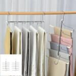 Viyogo Set 2 umerase organizator pentru pantaloni, 5 suporturi, otel inoxidabil cu spuma EVA, gri