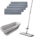 Viyogo Set mop rotativ cu 4 lavete microfibra si lighean pliabil de 8 L