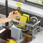 Viyogo Suport din inox cu scurgere pentru burete vase, 23 x 10 x 9 cm Uscator vase