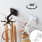 Viyogo Suport autoadeziv de tip cuier, 6 carlige multifunctionale rotative 360°, 11 x 7 x 2.5 cm, alb Agatator cuier
