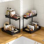Viyogo Organizator pentru bucatarie sau baie cu 2 rafturi retractabile, inaltime ajustabila, depozitare condimente/cafea, 39.5 (L) x 30 (l) x 41.5 (H) cm, ne Raft