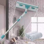 Viyogo Stergator pentru geamuri cu 2 lavete microfibra, rotativ 180°, maner telescopic reglabil, 1-1.7m x 0.3m
