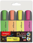 Keyroad Szövegkiemelő készlet vágott hegyű, lapos test 4 db/bliszter Keyroad Fluo neon színek (KR972163) - azellato