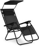 Sersimo Sezlong pliabil zero gravity cu copertina reglabila si perna, negru (ML-ZRL009-BLACK)